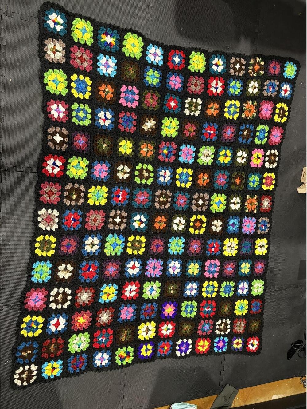 Handmade Unisex One Size Acrylic Granny Square Crochet Afghan Blanket Multicolor